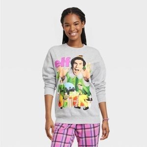 Women's Elf Collage Graphic Sweatshirt -
Heathered Gray new